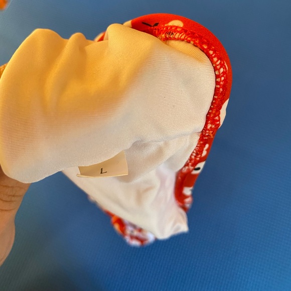 One Shoulder Bikini Swim Top Floral Large with pads White Flower Red - Picture 5 of 6